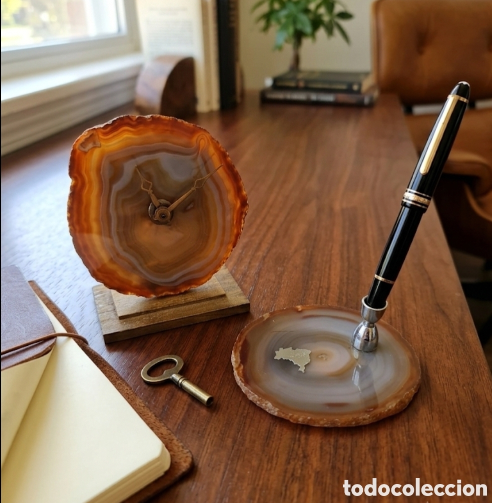 Vintage: &Aacute;gata natural Cjto Reloj Junghans Portapluma