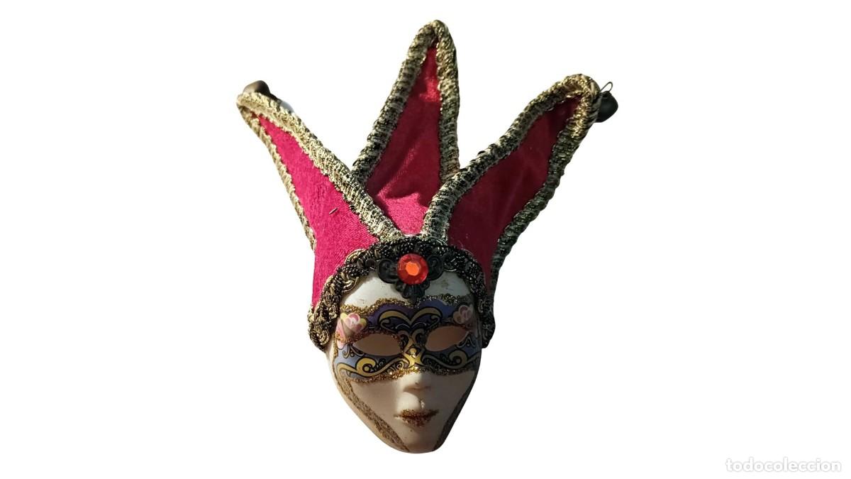 Vintage: M&Aacute;SCARA VENECIANA JOLLY BUF&Oacute;N &middot; PORCELANA PINTADA &middot; CASCABELES &middot; CARNAVAL VENECIA &middot; A&Ntilde;OS 80/90