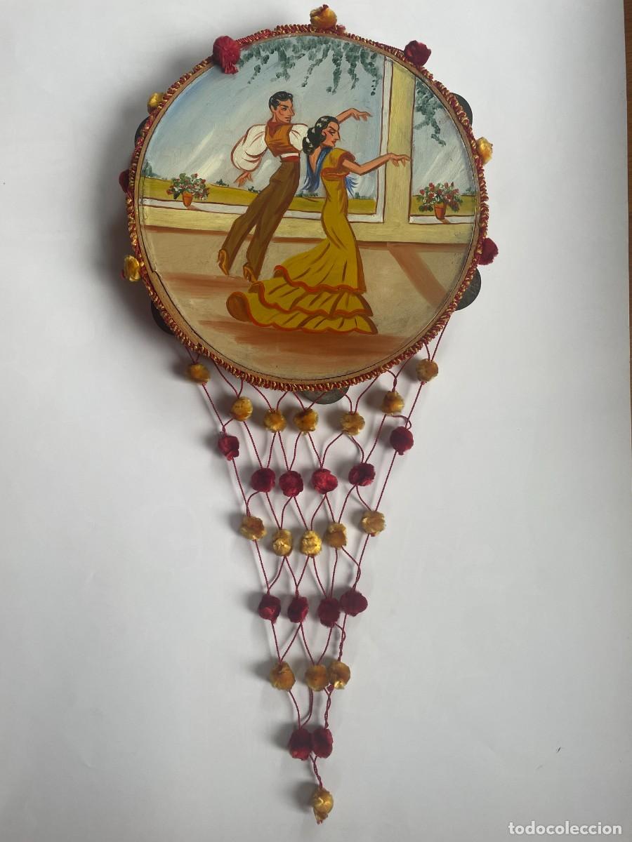 Vintage: Pandereta pintada a mano