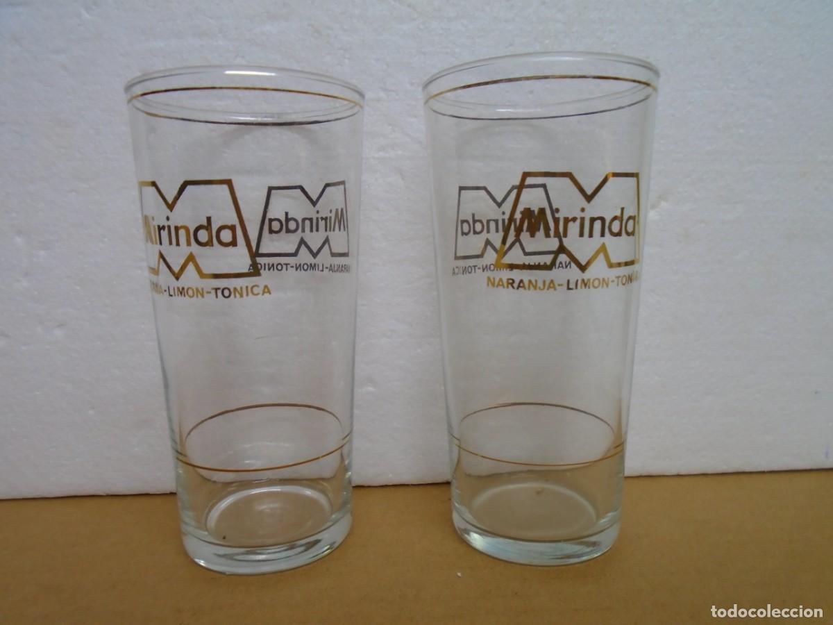 Vintage: VINTAGE VASOS SERIGRAFIADOS DE &rdquo;MIRINDA&rdquo; NARANJA-LIMON-TONICA,A&Ntilde;OS 70.