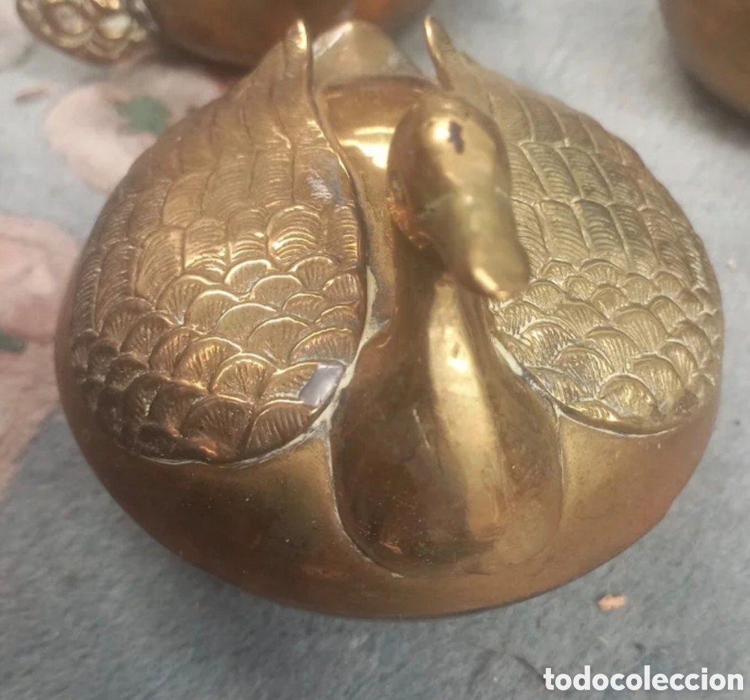 Vintage: Antigua caja joyero con forma de pato &ndash; Lat&oacute;n macizo / Bronce &ndash; Estilo Mid-Century vintage a&ntilde;os70/80