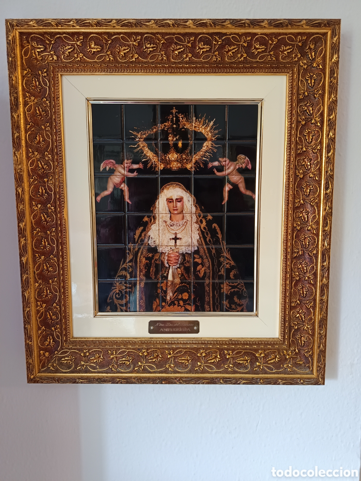 Vintage: Magn&iacute;fico Retablo cer&aacute;mico antig&uuml;o de Ntra Sra del Socorro de Antequera