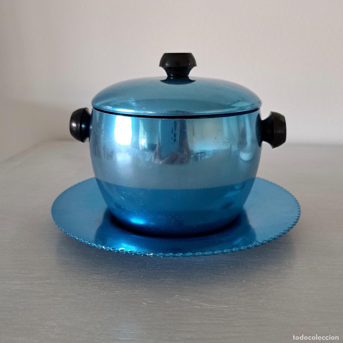 Vintage: Azucarero vintage MMM de aluminio anodizado azul &ndash; Dise&ntilde;o espa&ntilde;ol a&ntilde;os 60