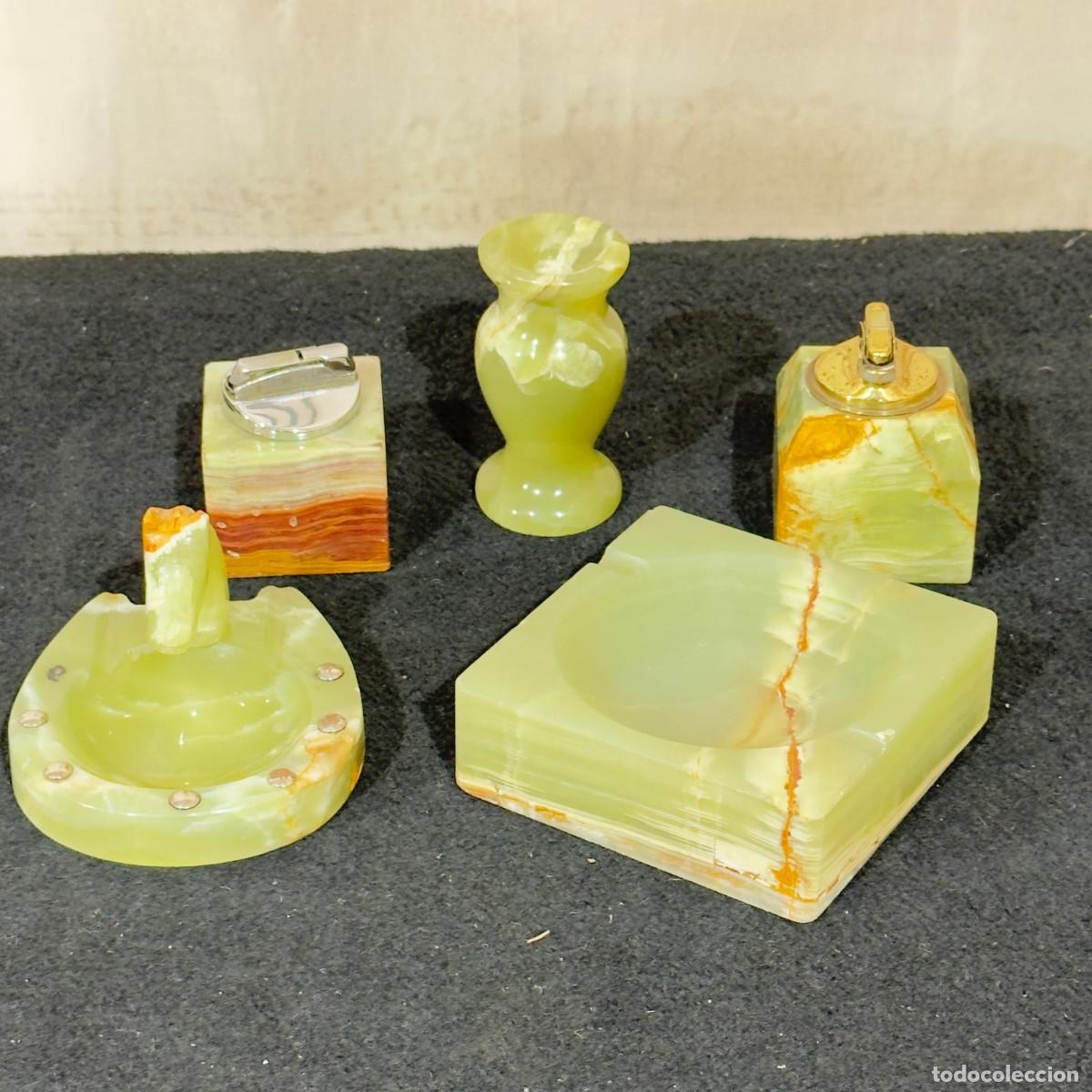 Vintage: Conjunto fumador de &oacute;nice verde de escritorio, Francia, a&ntilde;os 50