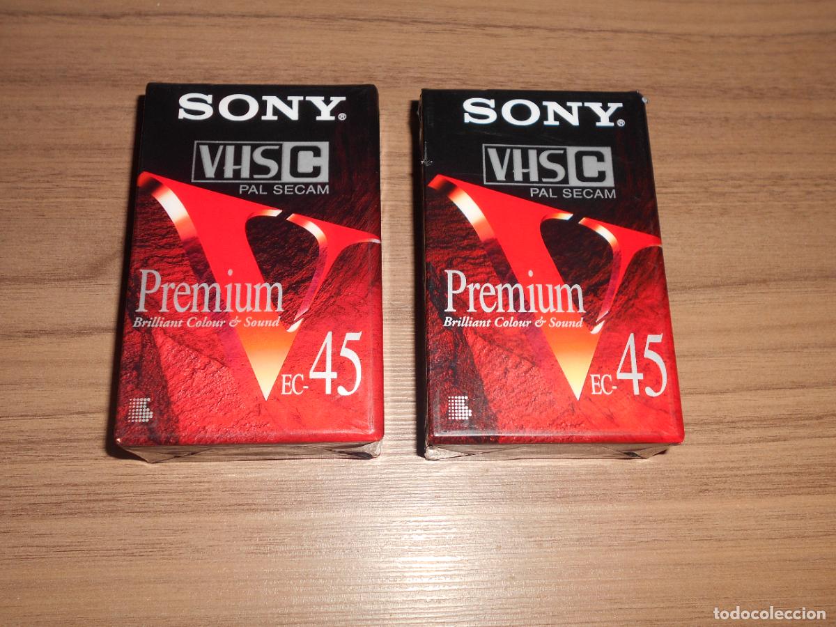 Vintage: 2 Cinta VHS C SONY PREMIUM 45 MIN EC-45VG PAL SECAM V&Iacute;DEO Nueva PRECINTADA