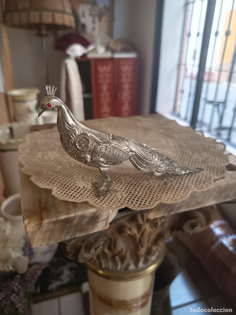 Vintage: Pavo real de alpaca.
