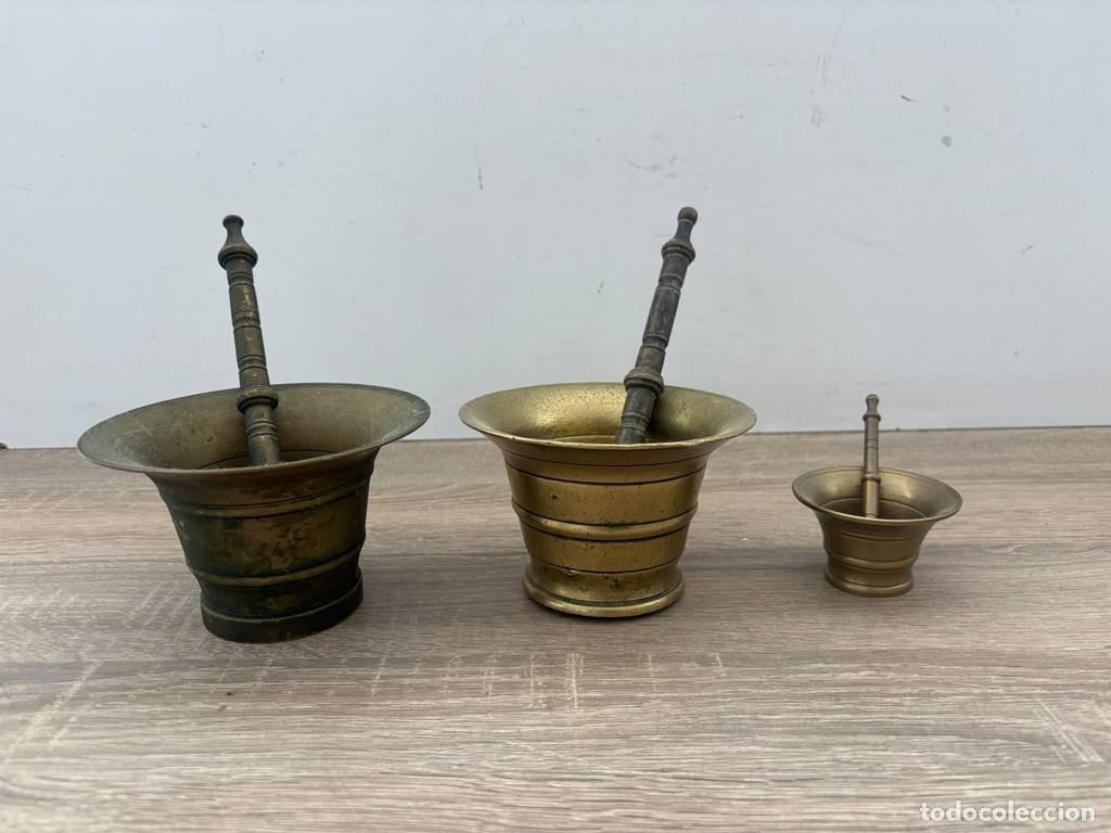 Vintage: LOTE DE MORTEROS MET&Aacute;LICOS - Foto 3