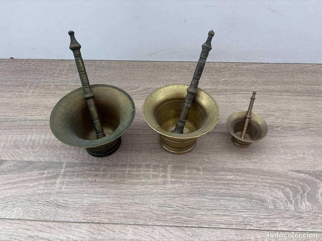 Vintage: LOTE DE MORTEROS MET&Aacute;LICOS - Foto 4