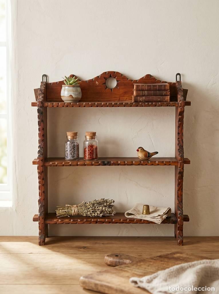 Vintage: ESTANTER&Iacute;A R&Uacute;STICA DE MADERA