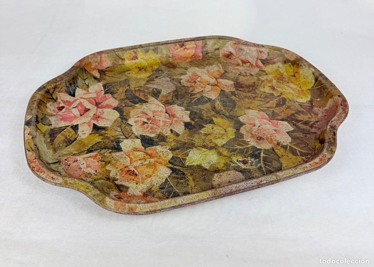 Vintage: Bandeja rosas tonos marrones - Foto 1