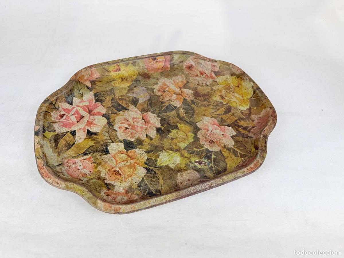 Vintage: Bandeja rosas tonos marrones - Foto 4