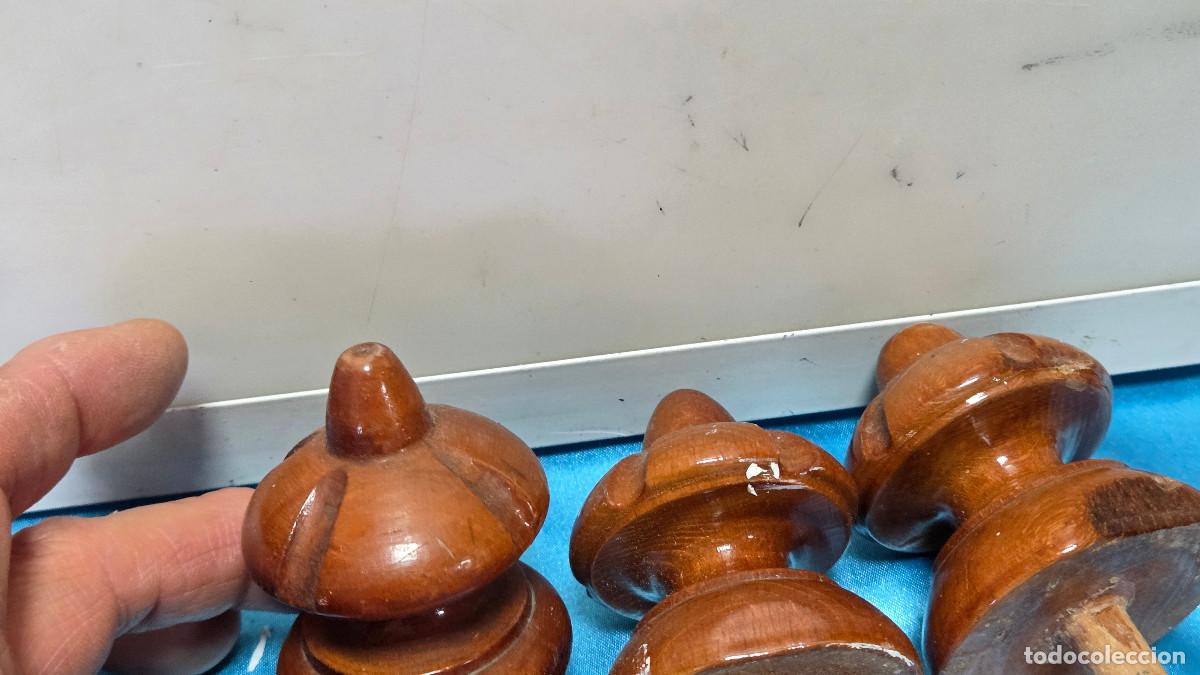 Vintage: 4 pivotes de madera de cerezo - Foto 3