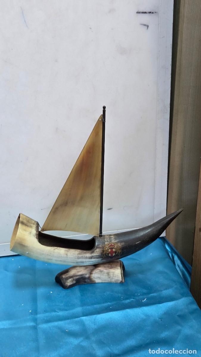 Vintage: maqueta de barco vintage de asta de toro