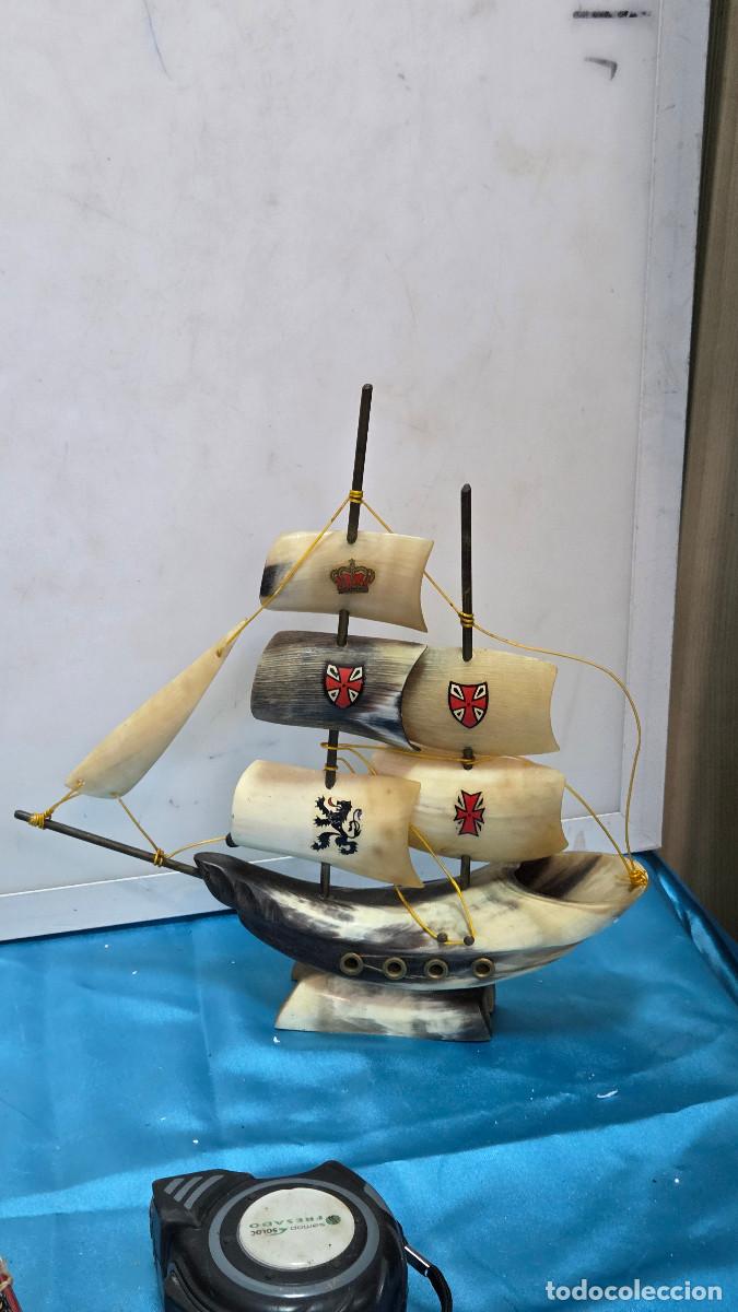 Vintage: maqueta de barco vintage de asta de toro