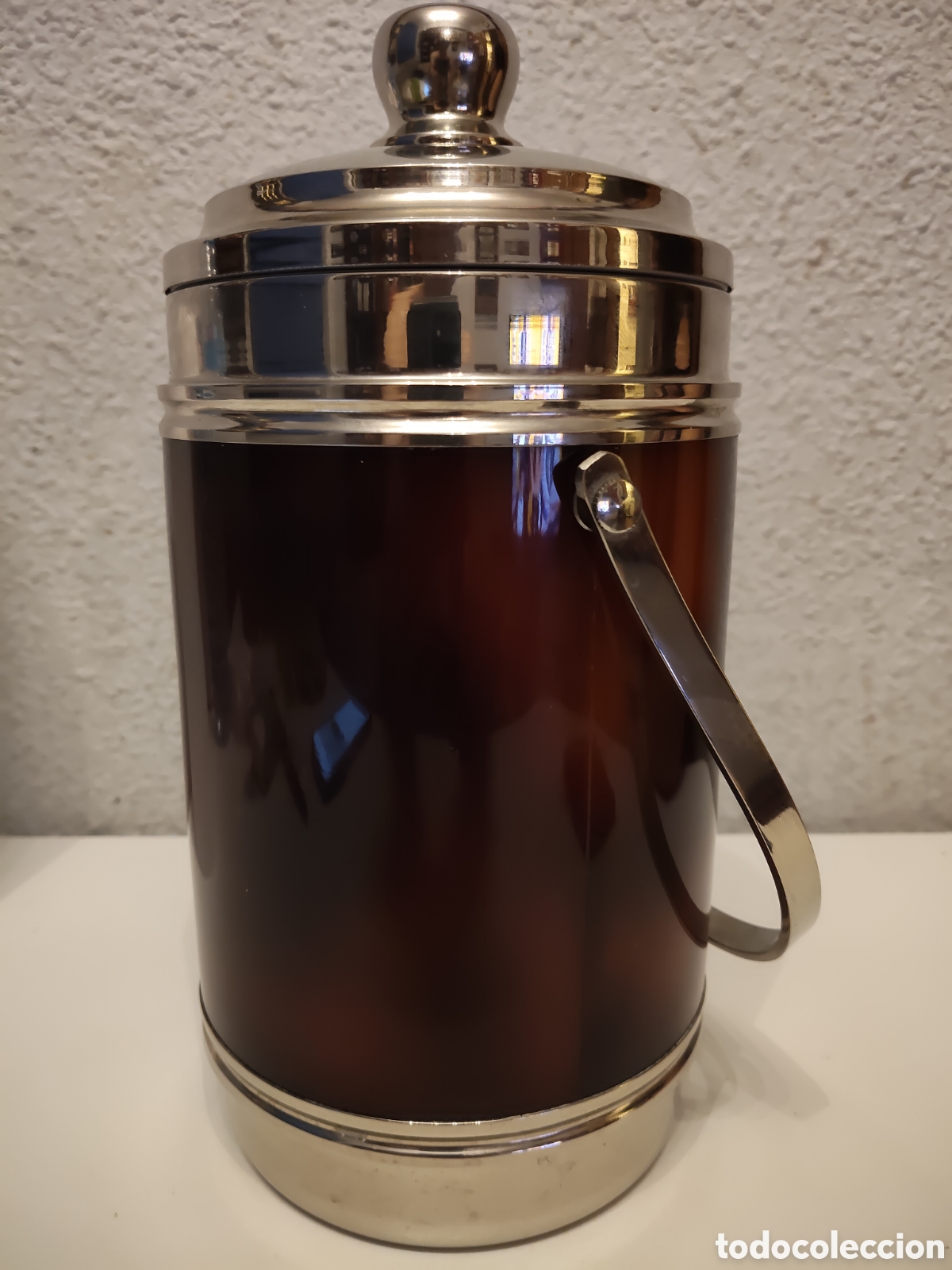 Vintage: CUBITERA/TERMO METAL PLATEADO/NACARADO