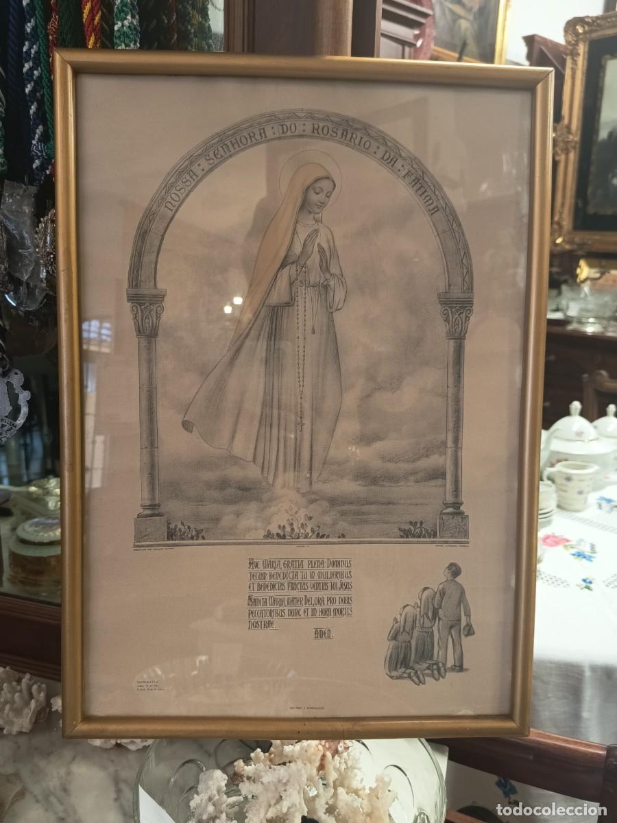 Vintage: Cuadro antiguo Virgen de F&aacute;tima