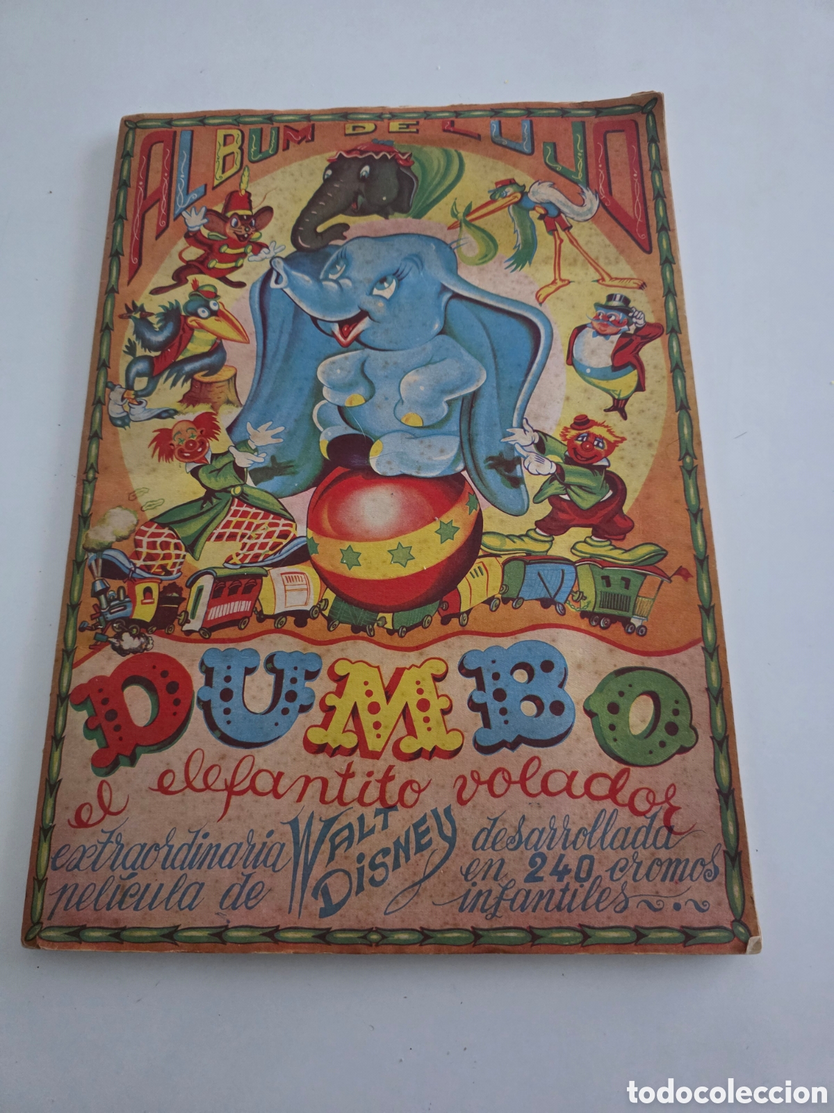 Vintage: &Aacute;lbum Dumbo Walt Disney a&ntilde;os 40 casi completo 236/240 cromos