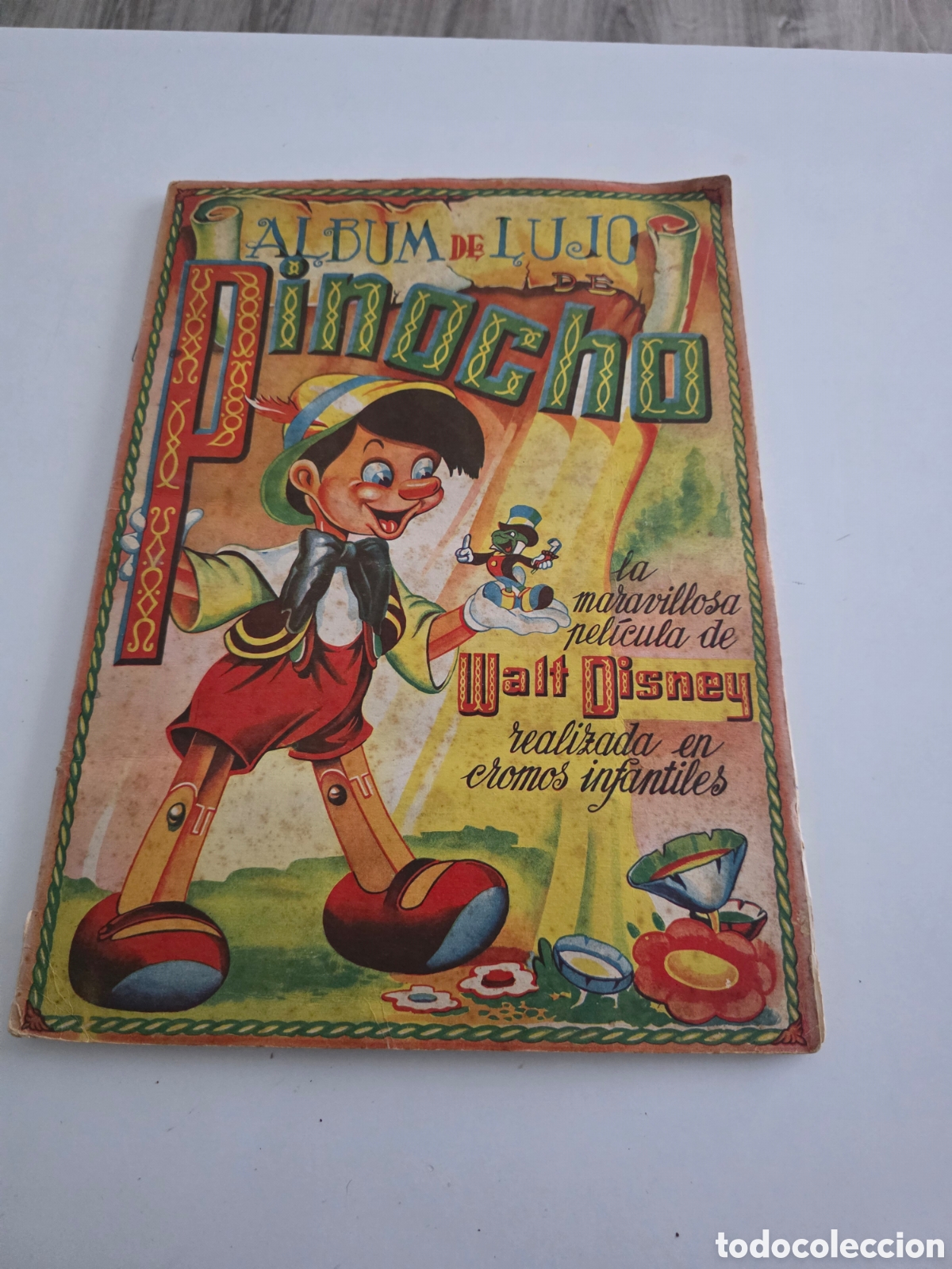 Vintage: &Aacute;lbum Pinocho Walt Disney a&ntilde;os 40 casi completo m&aacute;s de 75 a&ntilde;os