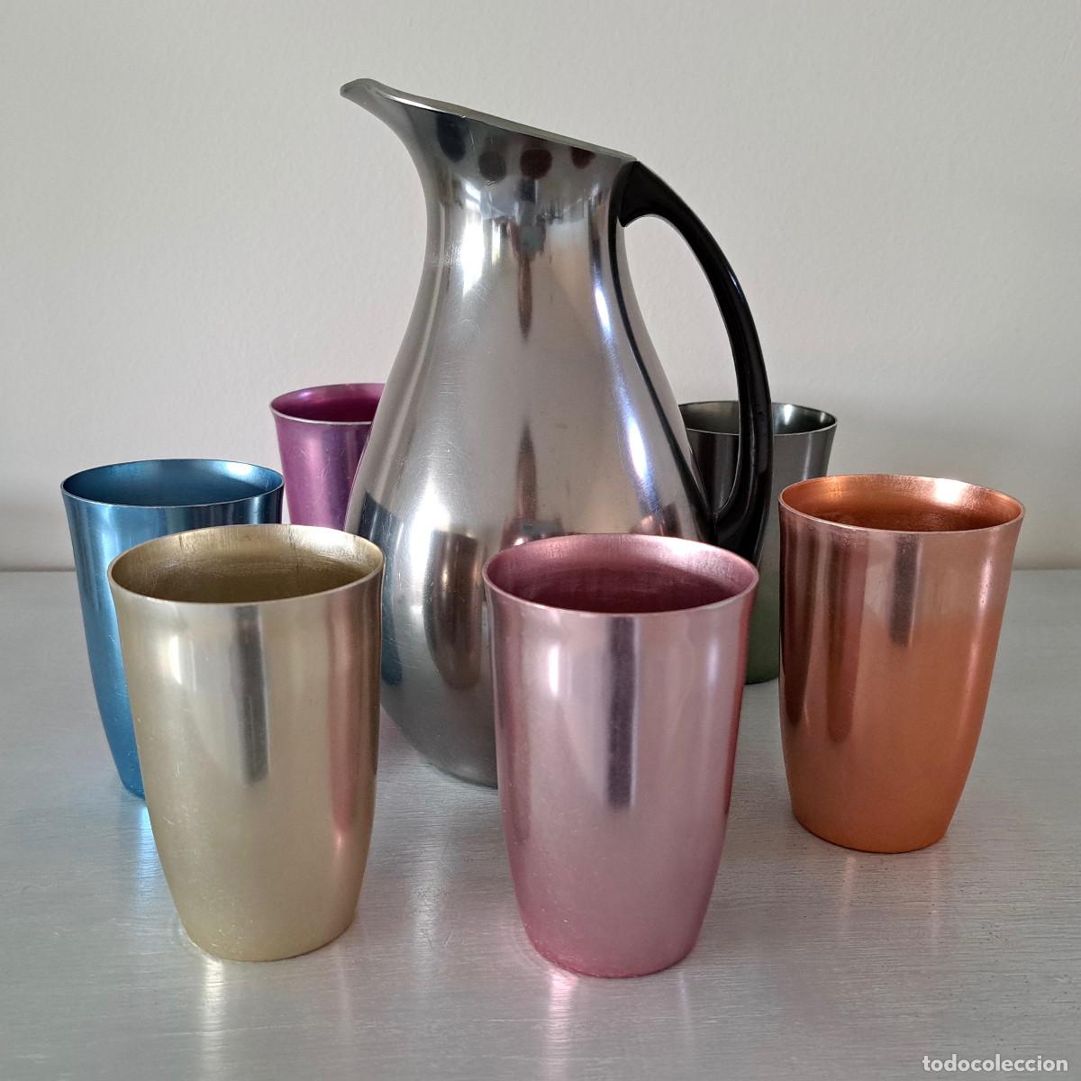 Vintage: Jarra y vasos vintage aluminio anodizado MMM