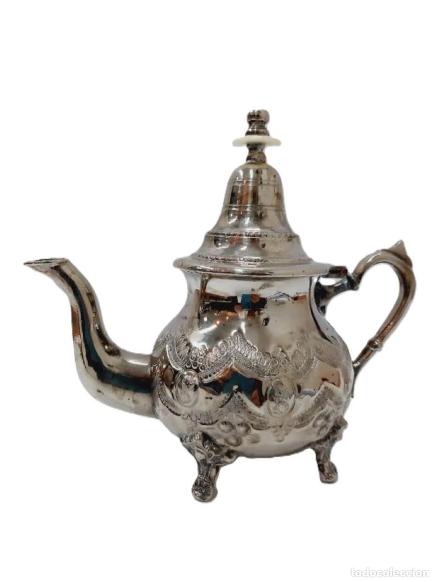 Vintage: Tetera / cafetera marroqu&iacute; vintage ba&ntilde;ada en plata 19 cm(2.3)