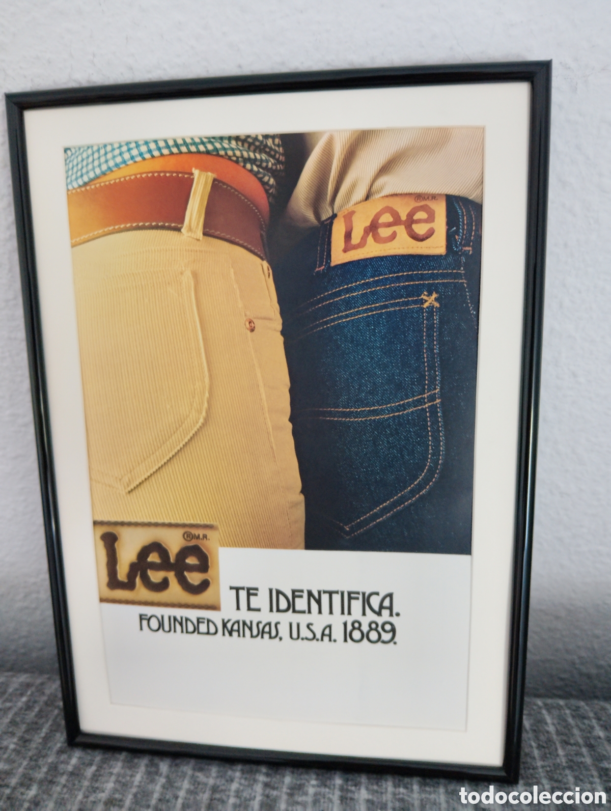 Vintage: Lee jeans anuncio original vintage a&ntilde;o 1980 enmarcado
