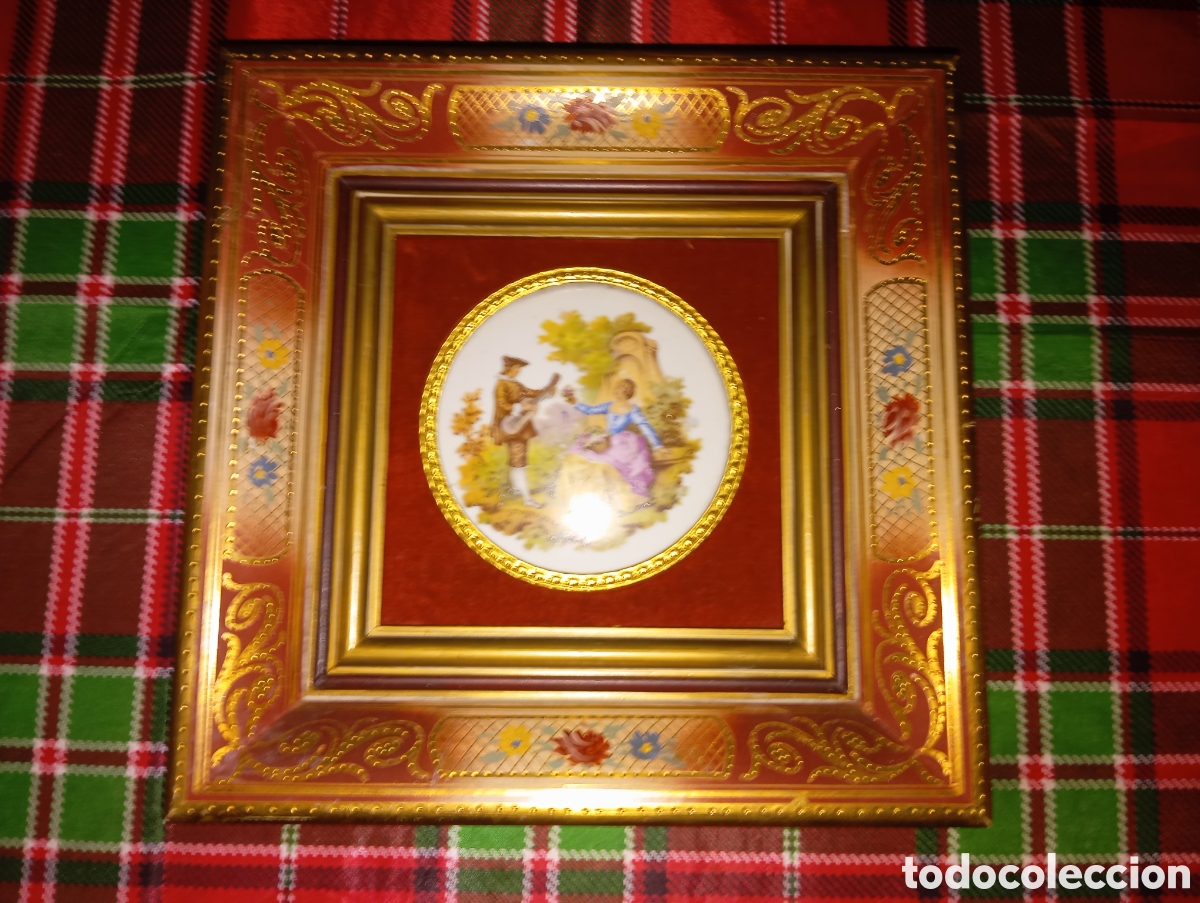 Vintage: Cuadro antiguo Porcelana 24x24