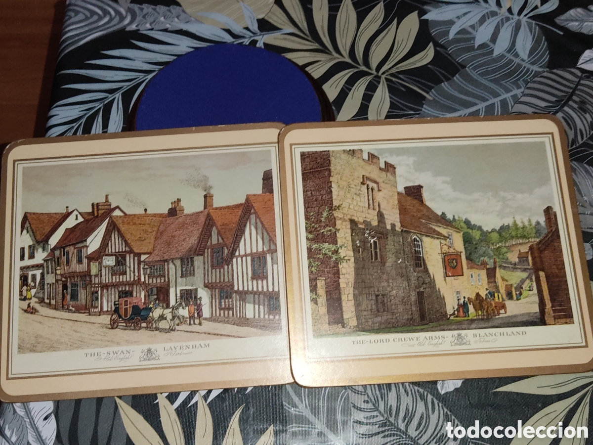 Vintage: Juego de 2 manteles individuales o posavasos ingleses para decoraci&oacute;n bares o pubs.London,Vintage.