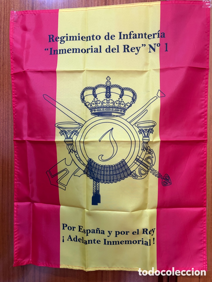 Vintage: Bandera Mochilera Regimiento de Infanter&iacute;a Inmemorial del Rey N.1 mide 77,5 x 57,5 cm