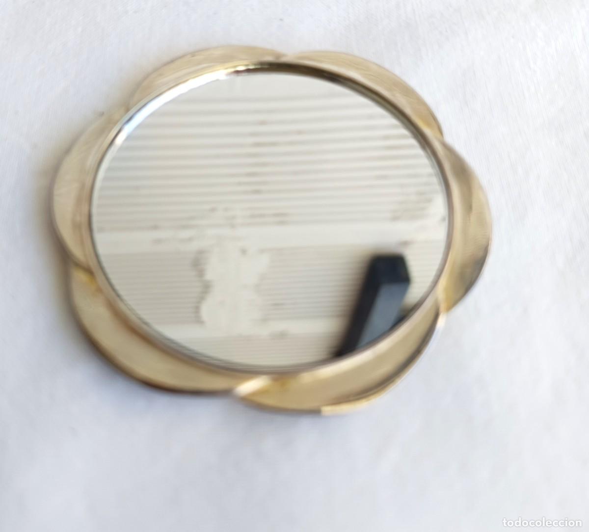 Vintage: Espejo de mano - Cristal, Peltre, Plateado - Espejo de bolso o viaje Francia - Art D&eacute;co - 1960-1970