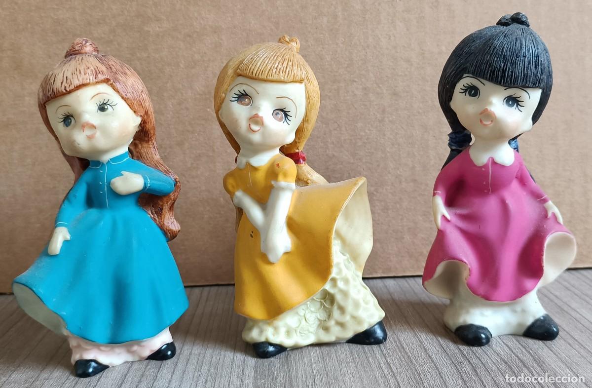 Vintage: Lote 3 figuras, mu&ntilde;eas de marmolina para decoracion