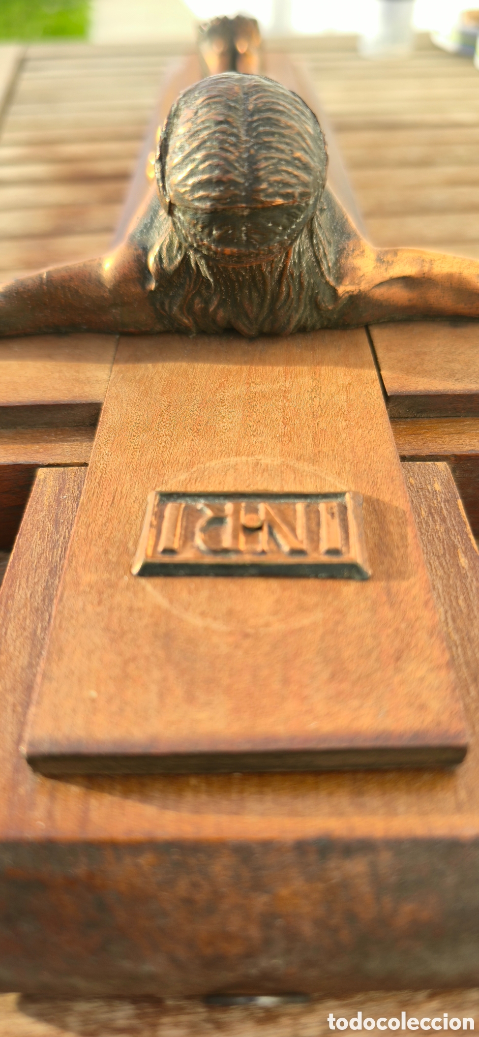 Vintage: Crucifijo metal y madera - Foto 4
