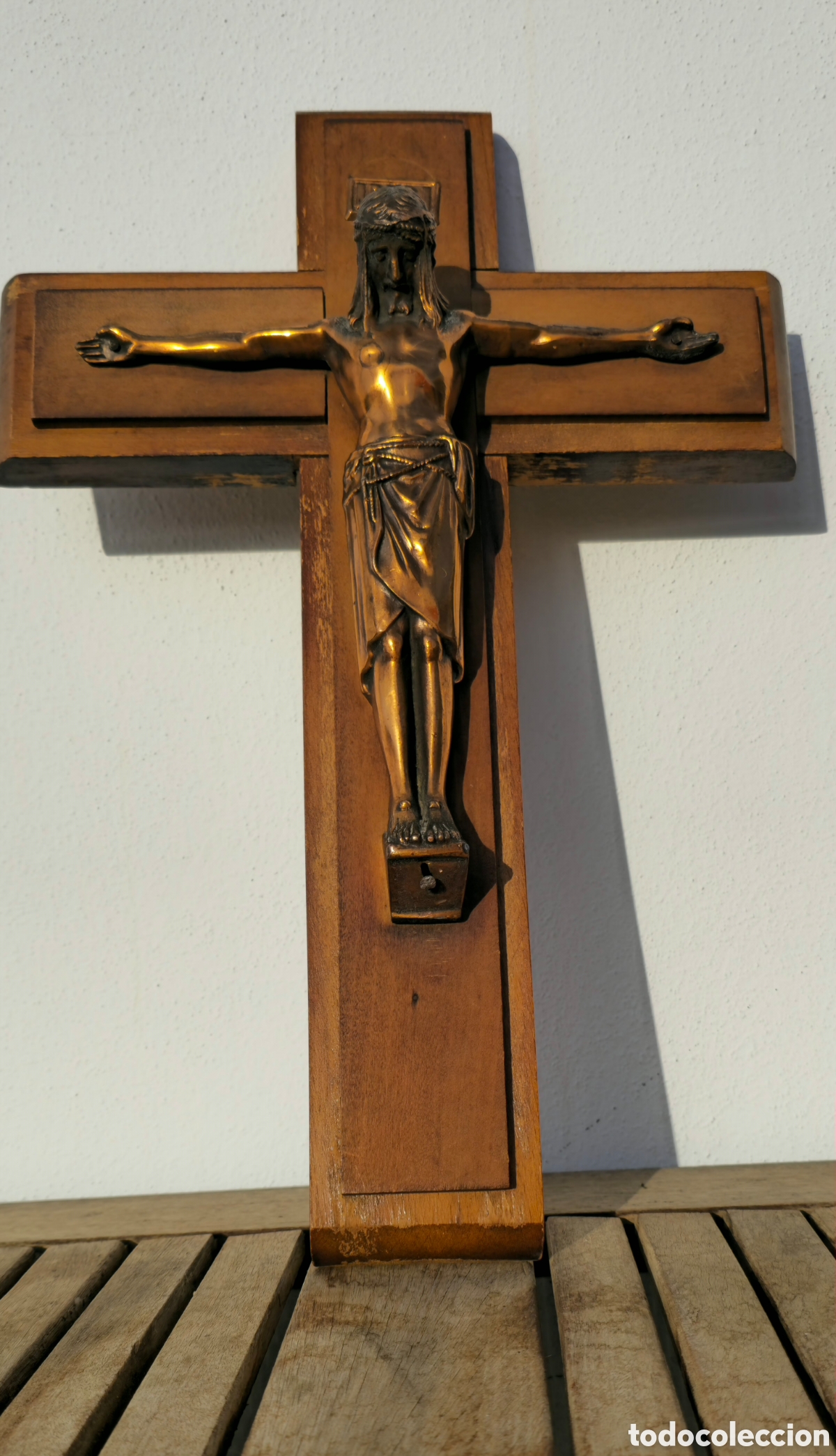 Vintage: Crucifijo metal y madera - Foto 6