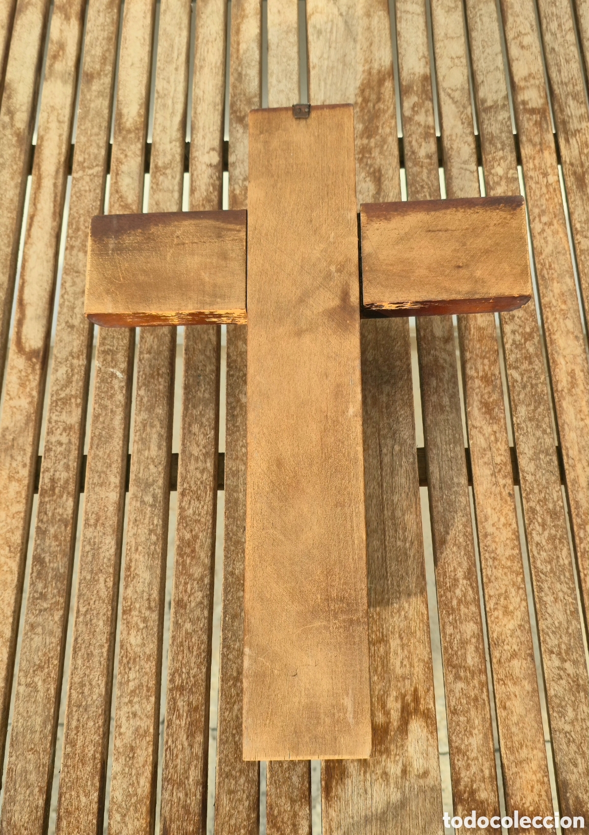 Vintage: Crucifijo metal y madera - Foto 7