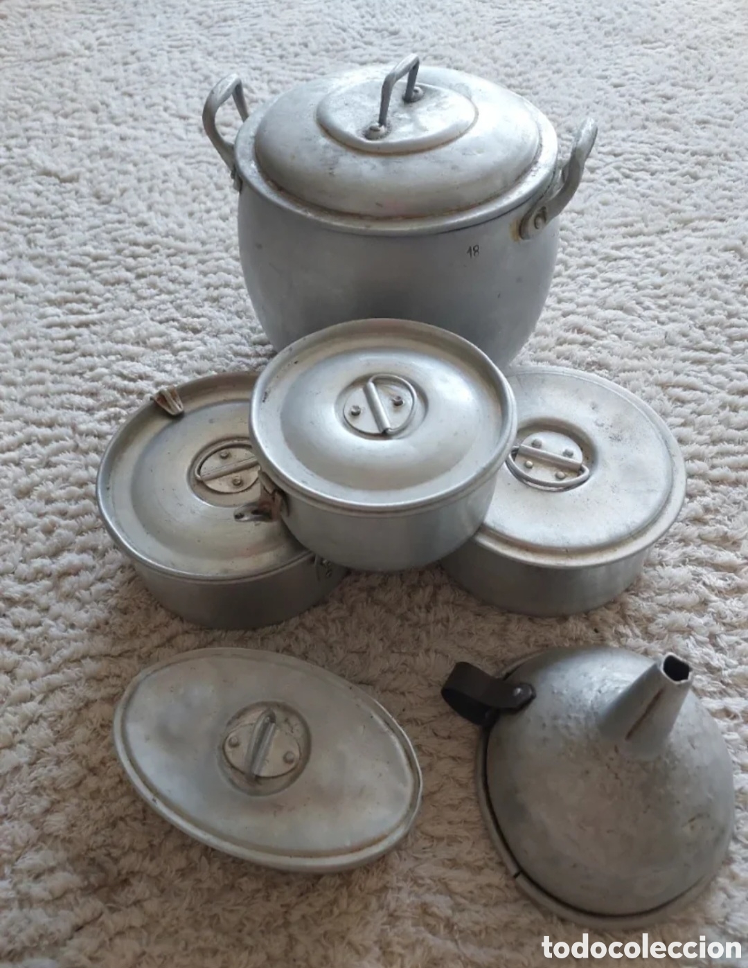 Vintage: Conjunto fiambreras antiguas aluminio