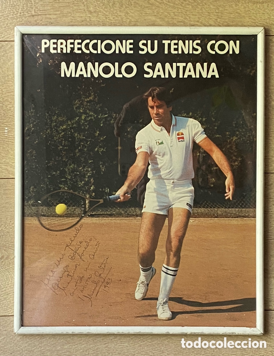 Vintage: Manolo Santana aut&oacute;grafo firmado fotograf&iacute;a