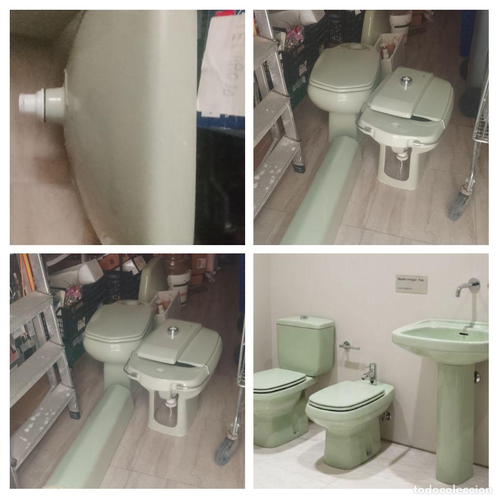 Vintage: WC &iquest; gondola ? ASEO CUARTO DE BA&Ntilde;O : incluye bide,Lavabo e inodoro Roca retro vintage verde