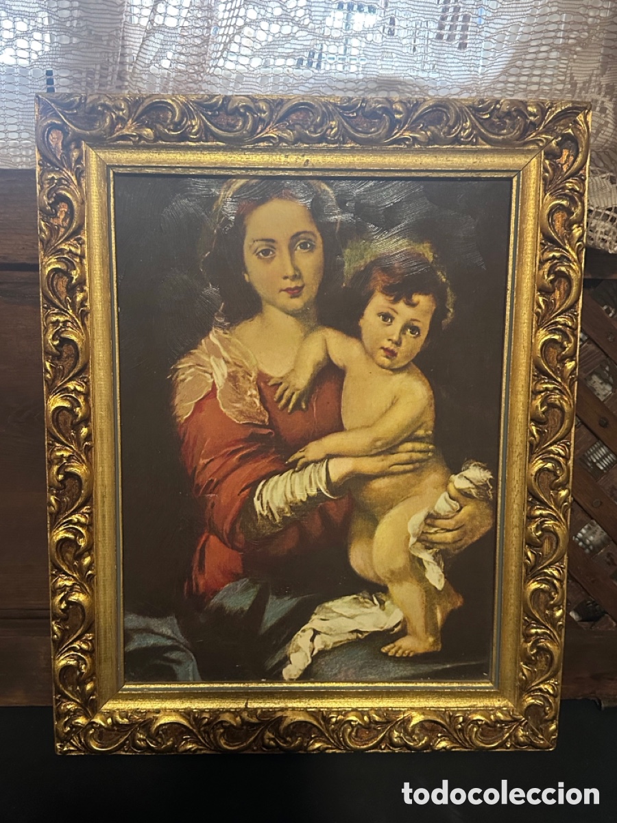 Vintage: Reproducci&oacute;n vintage de la obra &rdquo;Virgen del Rosario con el Ni&ntilde;o&rdquo;