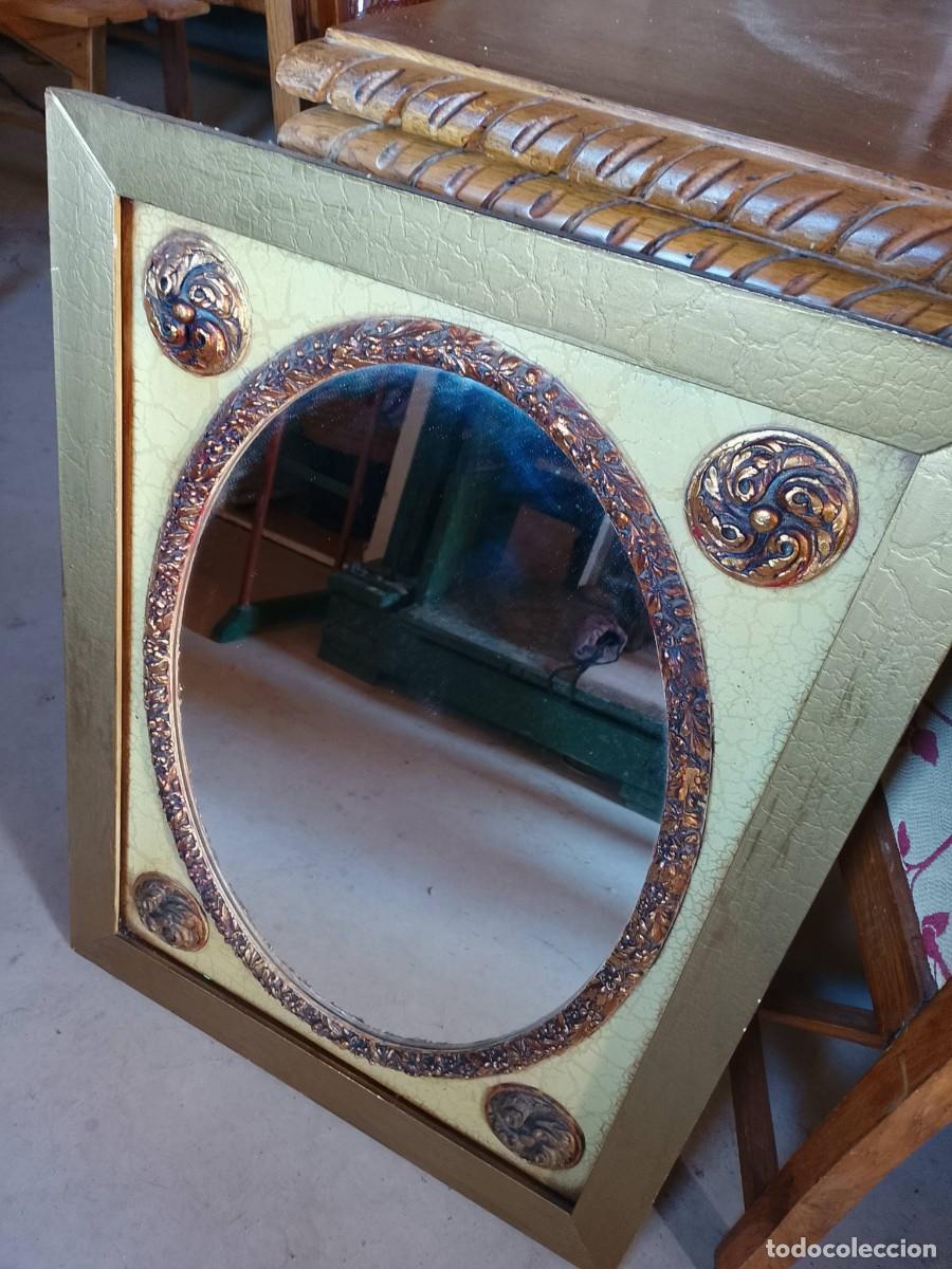 Vintage: Espejo ovalado vintage marco rectangular dorado - Foto 5