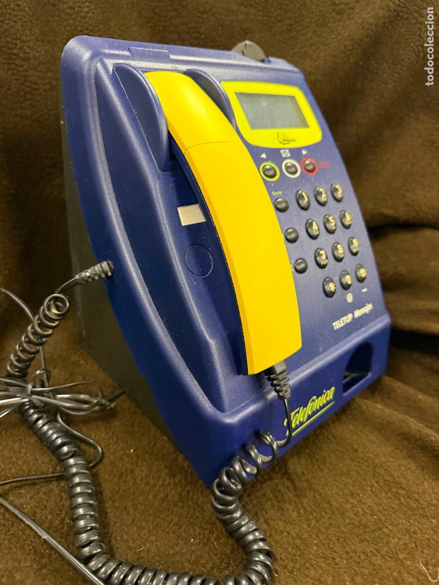 Vintage: Curioso telefono de monedas de bar, a&ntilde;os 70-80. Telefonica. Modelo Teletup mensajes.
