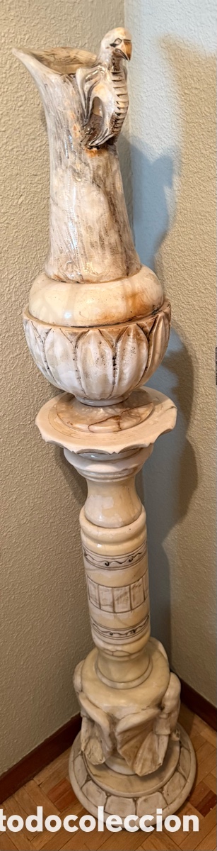 Vintage: Columna y jarr&oacute;n de Alabastro