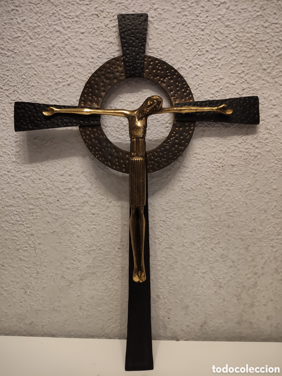 Vintage: CRUCIFIJO BRUTALISTA HIERRO/BRONCE