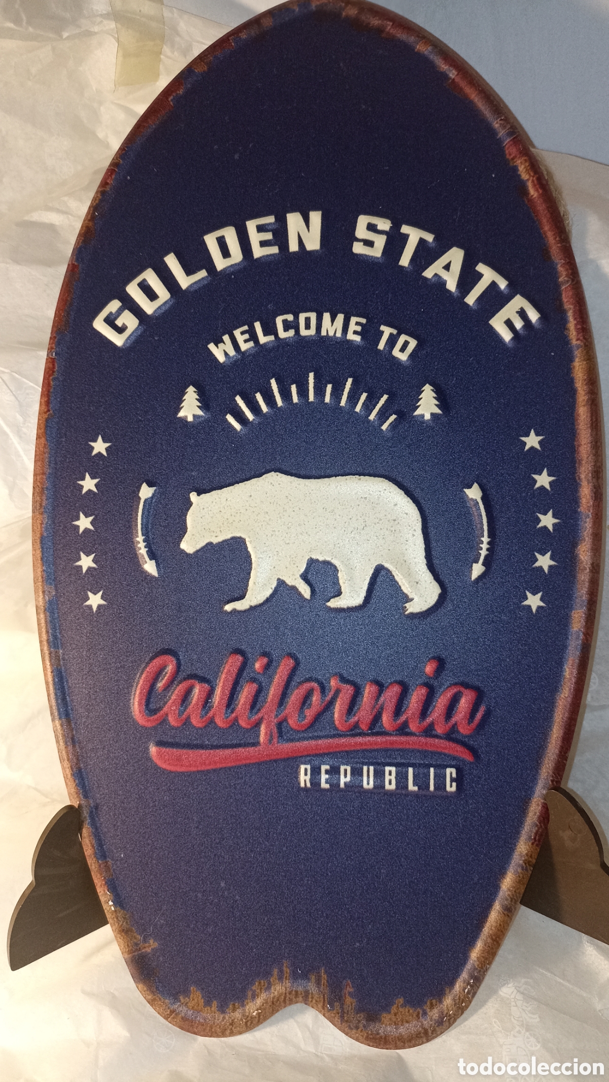 Vintage: &rdquo;Golden State&rdquo; y &rdquo;California Republic&rdquo; Metal .37/20 cm Nuevo
