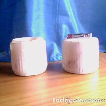 Vintage: CONJUNTO MECHERO Y CENICERO Vintage Alabastro Blanco Tallado A&ntilde;OS 60 Fumador Mid-Century PEIFER