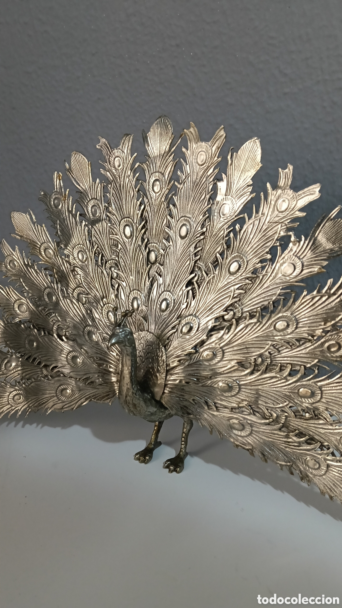 Vintage: Pavo Real Decorativo Met&aacute;lico Plateado Vintage