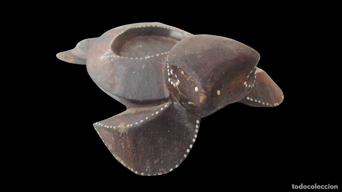 Vintage: TORTUGA TALLADA A MANO EN MADERA VINTAGE - CENICERO/BANDEJA DECORATIVA - A&Ntilde;OS 50/60