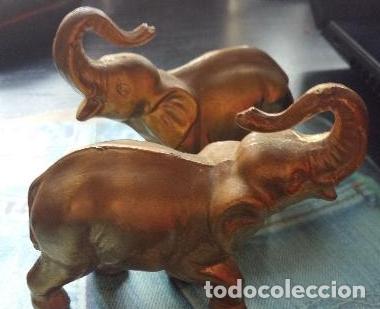 Vintage: Antiguos 2 elefantes / figura de plastico dorado, a&ntilde;os 80 . pareja de elefantes, antigua figura