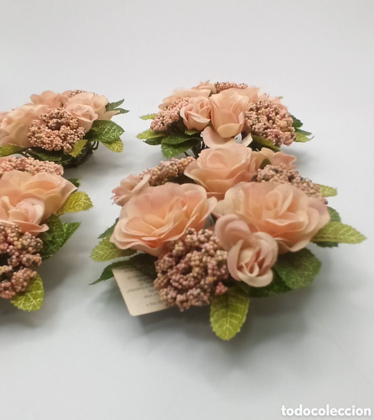 Vintage: 4 Coronas flores Portavelas - Foto 4