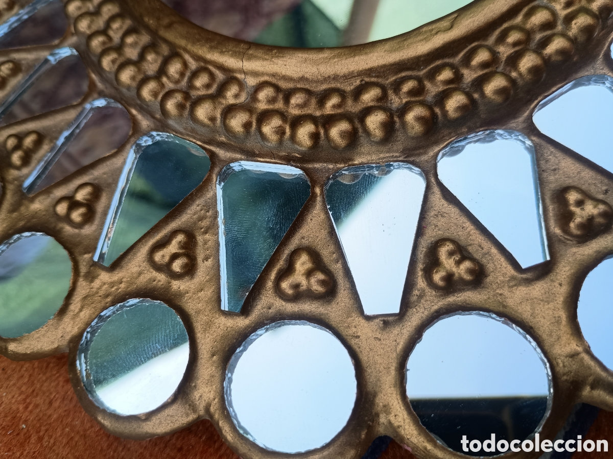 Vintage: Espejo sol madera dorado - Foto 5
