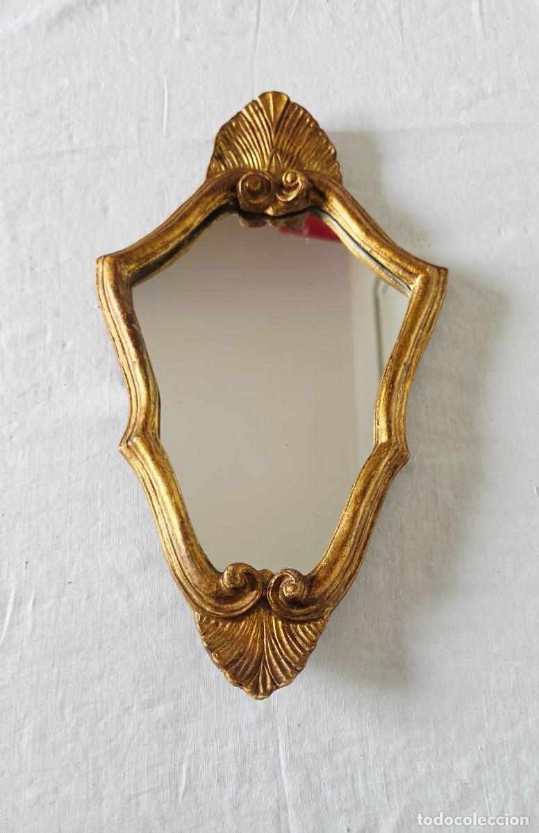 Vintage: Espejo Vintage de Madera Tallada y Pan de Oro (41x24 cm) | Estilo Cl&aacute;sico / Barroco