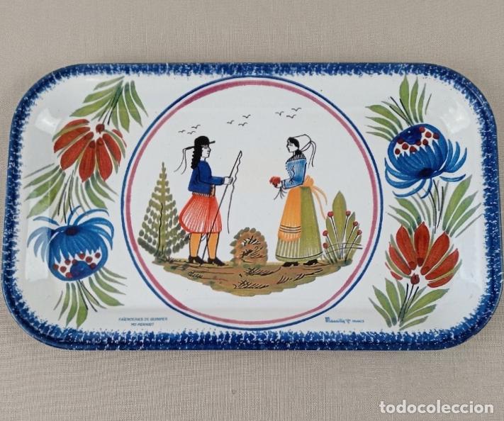 Vintage: Bandeja met&aacute;lica vintage Massilly France - Decoraci&oacute;n HB Henriot Quimper - Nueva a estrenar